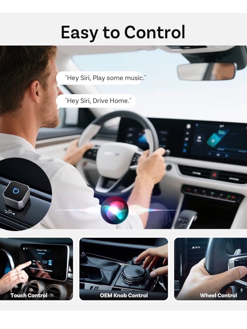 OTTOCAST Mini 3.0 Wireless CarPlay/Android Auto Adapter - Silver - Picture 3 of 7